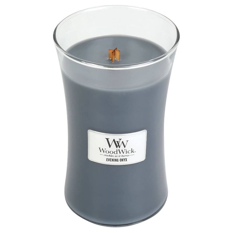 Foto van Woodwick - large hourglass geurkaars - evening onyx - tot 130 branduren