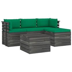 Foto van Vidaxl 5-delige loungeset met kussens pallet massief grenenhout