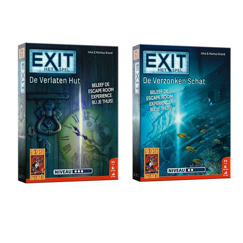 Foto van Spellenbundel - 2 stuks - bordspel - exit de verlaten hut & exit de verzonken schat