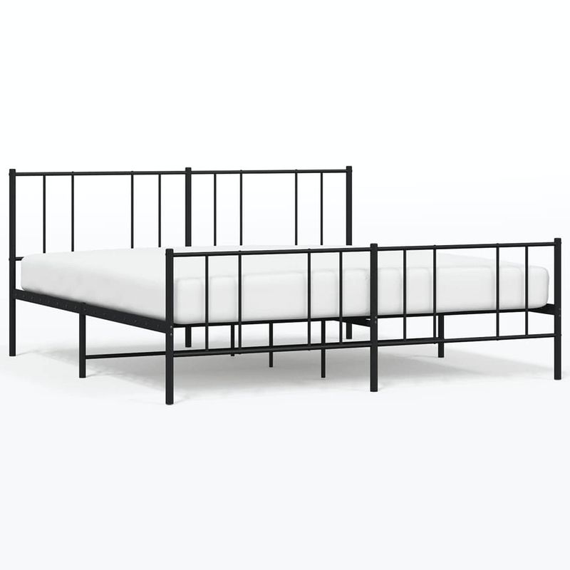 Foto van Vidaxl bedframe met hoofd- en voeteneinde metaal zwart 200x200 cm