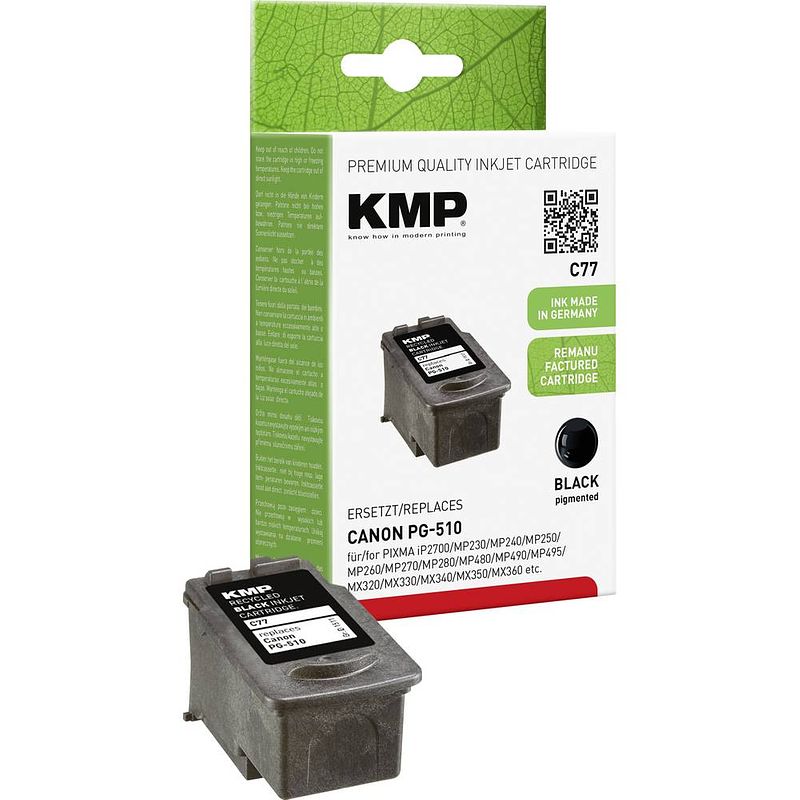 Foto van Kmp inkt vervangt canon pg-510 compatibel zwart c77 1511,4001