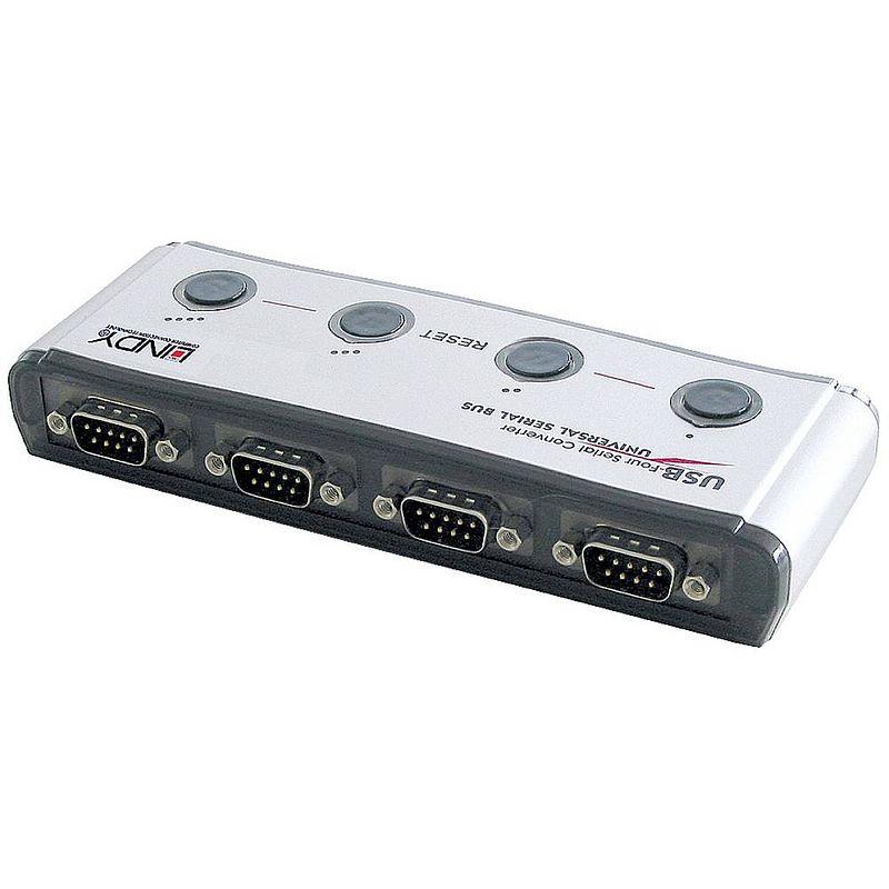 Foto van Lindy usb 1.1, serieel converter [1x usb 1.1 stekker a - 4x serieel 9-polig] 42858