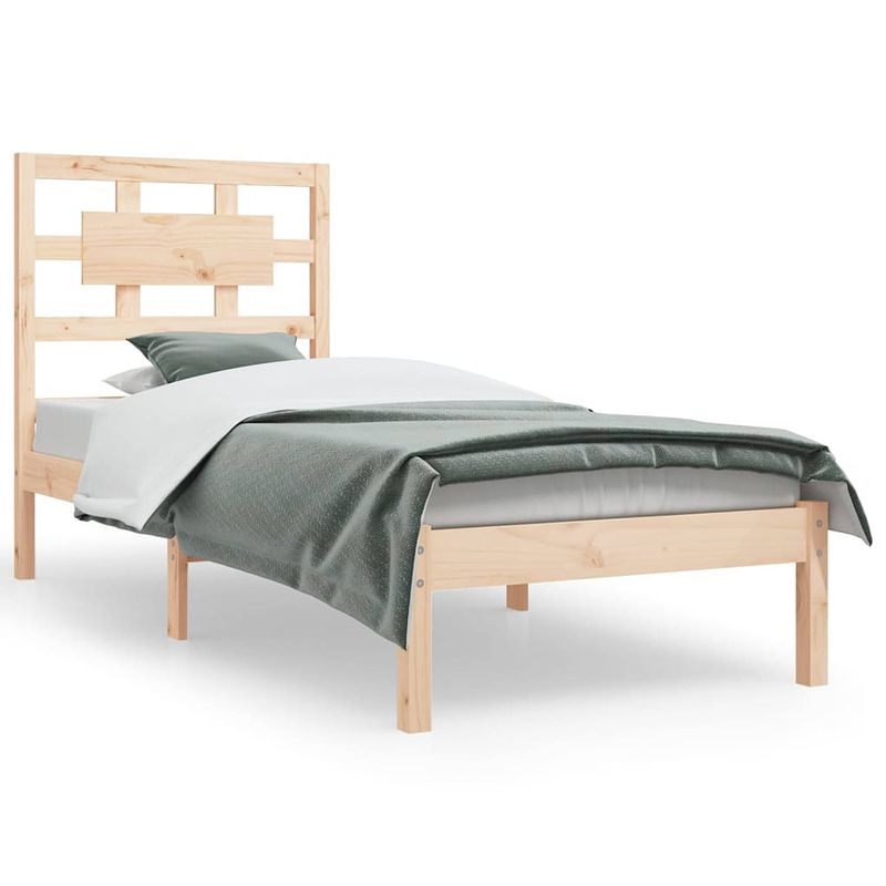 Foto van The living store houten bedframe - massief grenenhout - 205.5 x 105.5 x 31 cm - geschikt voor matras 100 x 200 cm -