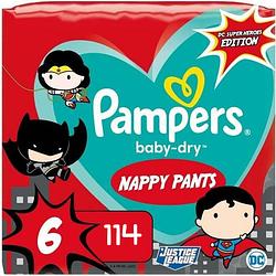 Foto van Pampers baby dry pants - maat 6 - 114 luierbroekjes (6 x 19) - 15+kg - justice league/superheldeneditie