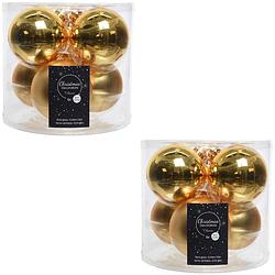 Foto van Kerstboomversiering gouden kerstballen van glas 8 cm 12x stuks - kerstbal