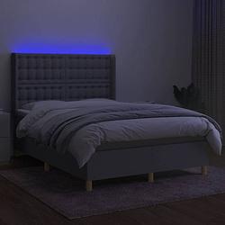 Foto van The living store boxspring - - bed - 193 x 147 x 118/128 cm - lichtgrijs