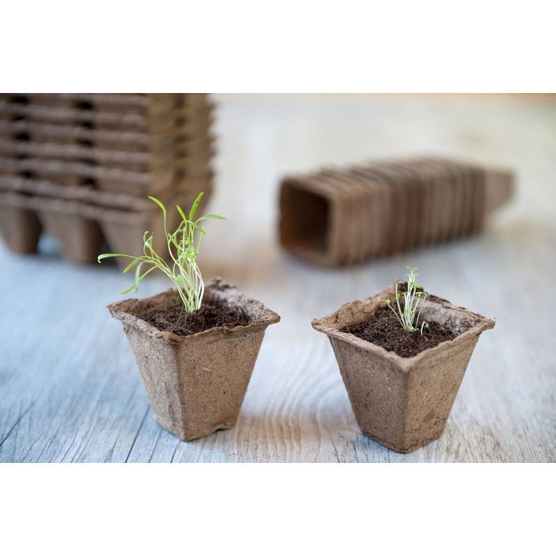 Foto van 3 stuks turfpot h6x6x6cm set a 16 stuks nature