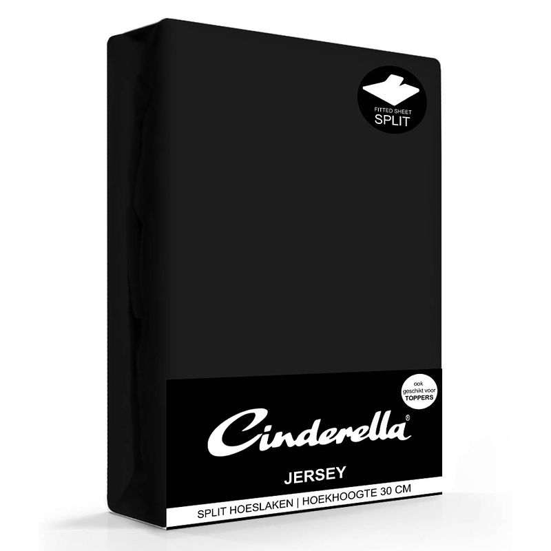 Foto van Cinderella jersey splithoeslaken black-140 x 200/210 cm