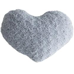 Foto van Pluche kussen hart grijs 28 x 36 cm - sierkussens