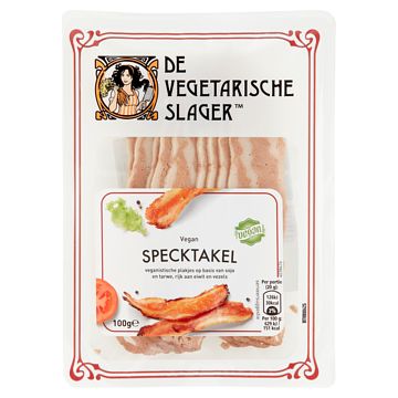 Foto van 25% korting | de vegetarische slager vegan specktakel 100g aanbieding bij jumbo