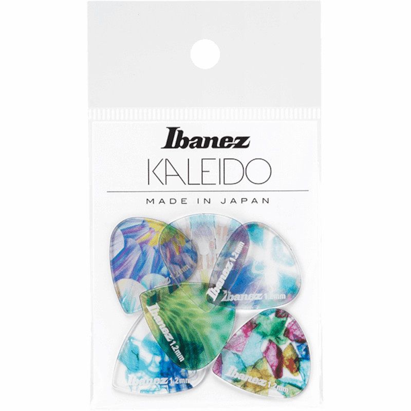 Foto van Ibanez pcp16xh-c2 kaleido plectrums 6-pack 1.2mm extra heavy teardrop