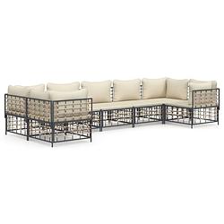 Foto van Vidaxl 7-delige loungeset met kussens poly rattan antracietkleurig