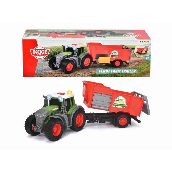 Foto van Dickie toys tractor fendt met aanhanger en licht en geluid