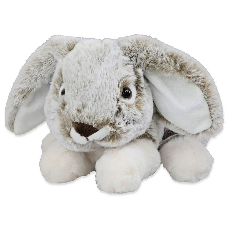 Foto van Inware pluche konijn/haas knuffeldier - grijs - liggend - 24 cm - knuffel bosdieren