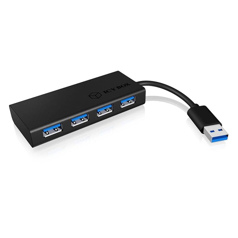 Foto van Icy box ib-ac6104-b usb 3.2 gen 1-hub 4 poorten zwart