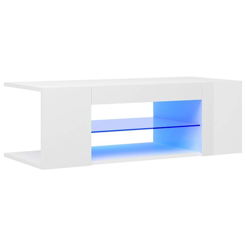 Foto van The living store tv-meubel led-verlichting - hifi-kast - rgb - hoogglans wit - 90x39x30cm