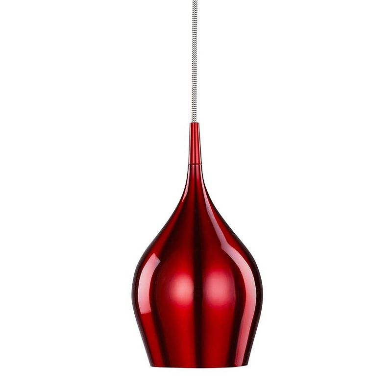 Foto van Klassieke hanglamp - bussandri exclusive - metaal - klassiek - e14 - l: 12cm - voor binnen - woonkamer - eetkamer - rood