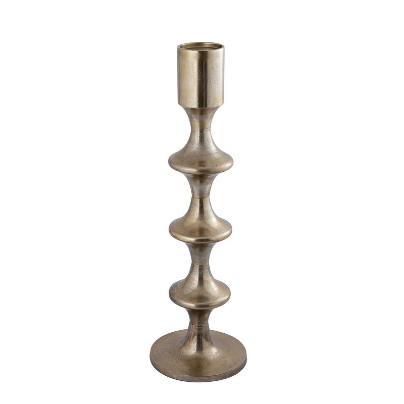 Foto van Ptmd taika gold alu round candle holder tabs high