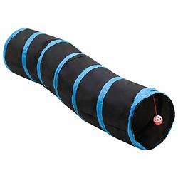 Foto van Vidaxl kattentunnel s-vorm 122 cm polyester zwart en blauw