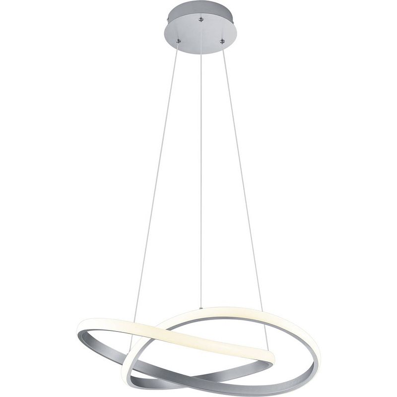 Foto van Led hanglamp - hangverlichting - trion corcy - 27.5w - warm wit 3000k - dimbaar - rond - mat nikkel - aluminium