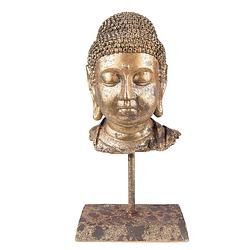 Foto van Clayre & eef beeld boeddha 13x9x25 cm goudkleurig kunststof woonaccessoires beeld decoratie decoratieve accessoires