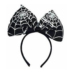 Foto van Halloween/horror verkleed diadeem/tiara - strik met spinnen print - kunststof - dames/meisjes - verkleedhoofddeksels
