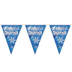 Foto van Henbrandt kerst vlaggenlijn merry christmas- blauw -3,6 m - vlaggetjes - feestslingers