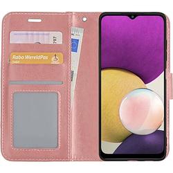 Foto van Basey samsung galaxy a22 5g hoesje book case kunstleer cover hoes - rose goud