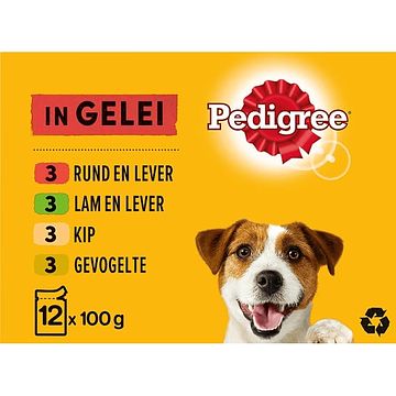 Foto van Pedigree adult maaltijdzakjes vlees in gelei hondenvoer 12 x 100g bij jumbo