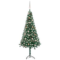 Foto van Vidaxl kunstkerstboom met led's en kerstballen hoek 120 cm pvc groen