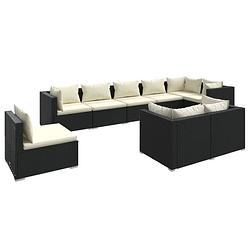 Foto van Vidaxl 9-delige loungeset met kussens poly rattan zwart