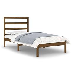 Foto van The living store houten bedframe - 195.5 x 81 x 100 cm - honingbruin