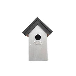 Foto van Houten vogelhuisje/nestkastje 22 cm - zwart/zilvergrijs dhz schilderen pakket - vogelhuisjes