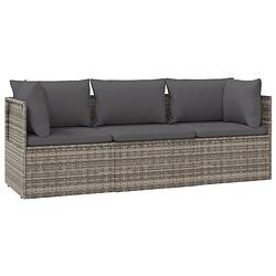 Foto van Infiori 3-delige loungeset met kussens poly rattan grijs