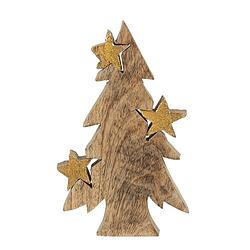 Foto van Haes deco - decoratieve kerstboom 10x3x16 cm - bruin - kerstversiering, kerstdecoratie