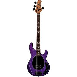 Foto van Sterling by music man stingray ray34 purple sparkle elektrische basgitaar met deluxe gigbag