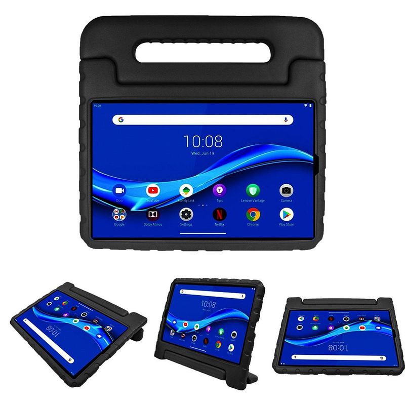 Foto van Accezz kidsproof backcover met handvat voor lenovo tab m10 plus tablethoesje zwart