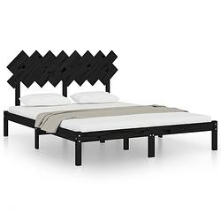 Foto van The living store bedframe grenenhout - 160 x 200 cm - zwart