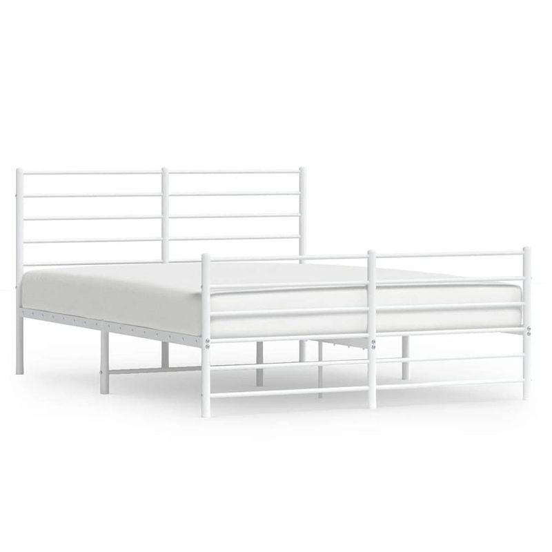 Foto van The living store bedframe klassiek wit - 207 x 156 x 90 cm - robuust staal - extra opbergruimte