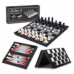 Foto van Allerion 3-in-1 schaakbord set - schaken, dammen, backgammon -