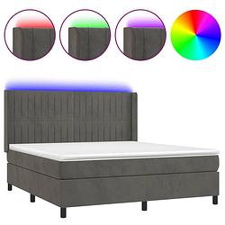 Foto van The living store boxspring fluwelen bed - 160x200 cm - met led