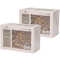 Foto van Set van 2x stuks 240 kerst led lampjes warm wit voor buiten - kerstverlichting kerstboom