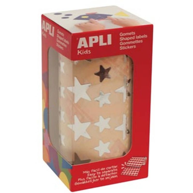 Foto van Apli kids stickers op rol, ster, 2360 stuks, metallic zilver