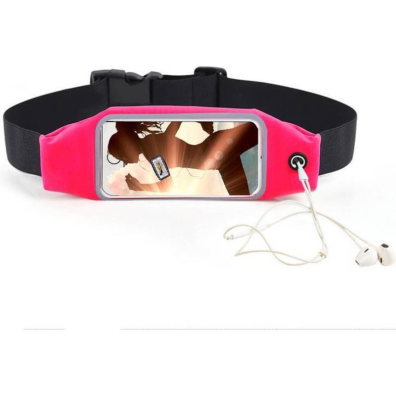 Foto van Iphone 11 sport heupband hoes running belt- hardloopband riem sportband hoesje roze