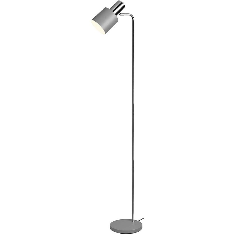 Foto van Led vloerlamp - vloerverlichting - trion alimo - e27 fitting - rond - mat grijs - aluminium