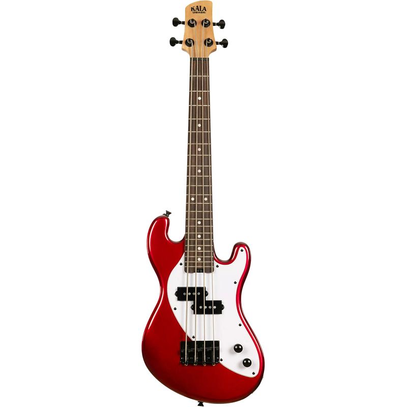 Foto van Kala solid body 4-string fretted u-bass candy apple red elektrische basgitaar met gigbag