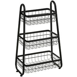 Foto van Keukentrolley zwart/zilver 3-laags 46 x 29 x 75,7 cm - opberg trolley