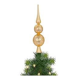 Foto van Kerst piek van glas goud gedecoreerd h31 cm - kerstboompieken
