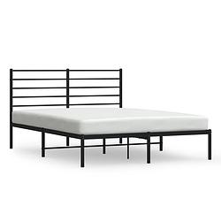 Foto van Vidaxl bedframe met hoofdbord metaal zwart 140x190 cm