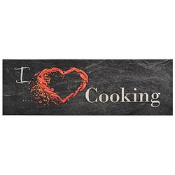 Foto van The living store keukenmat cookingprint zwart - 180 x 60 cm - duurzaam materiaal - wasmachinebestendig - op te rollen -